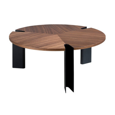 Angel Cerda Stylish Round Coffee Table In Walnut And Black Steel For Modern Interiors from B&Q