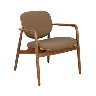 Angel Cerda Brown Stylish And Walnut Leatherette Armchair For Modern Homes