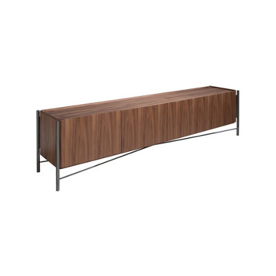 Angel Cerda Unisex Brown Walnut Tv Stand With Dark Steel Legs 220 Cm, 4-Door In Extra Large - Image 3