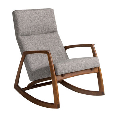 Rackhams Grey Fabric Rocking Chair 5106 - | Walnut - Fabric | Walnut - Image 3