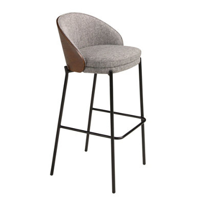 Angel Cerda Stylish Grey And Walnut Fabric Stool For Modern Interiors from B&Q
