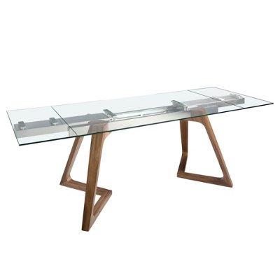 Angel Cerda Elegant Rectangular Walnut And Glass Extending Dining Table Size 2 B&Q