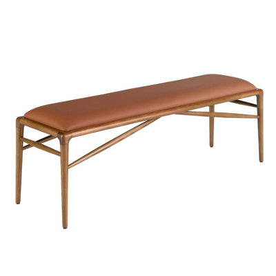 Angel Cerda Stylish Brown Leatherette Stool With Walnut Legs from B&Q
