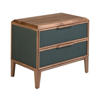 Angel Cerda Elegant Pvc And Walnut Bedside Table Dark/Green