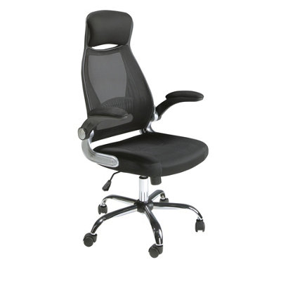 B&Q -  Stylish Black Fabric Swivel Office Chair For Modern Workspaces