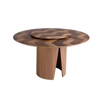 B&Q -  Elegant Round Walnut Dining Table For Modern Homes