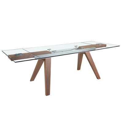 Angel Cerda Elegant Rectangular Tempered Glass And Walnut Extending Dining Table from B&Q