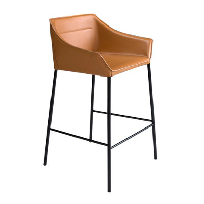 Angel Cerda Brown Stylish Leatherette Kitchen Stool