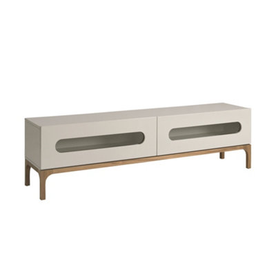 Angel Cerda Unisex Grey Tv Stand - Mdf With Walnut Legs & Interior Led Extra Large - Image 3