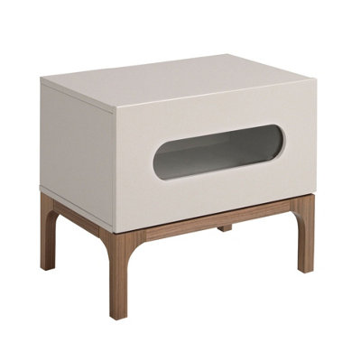 Angel Cerda Stylish Grey And Walnut Bedside Table With Led Interior Lighting from B&Q