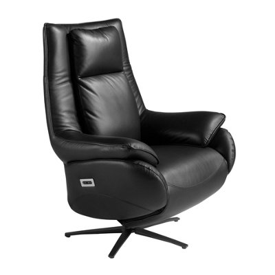 Angel Cerda Stylish Black Leather Swivel Armchair With Relax Mechanism from B&Q