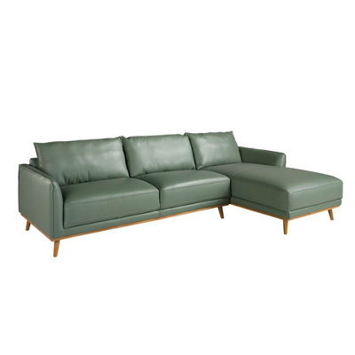 Angel Cerda Elegant Right Chaise Longue Sofa In Green Leather from B&Q