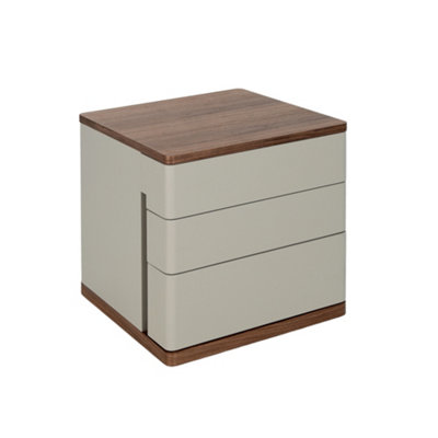 Angel Cerda Stylish Grey Wood And Walnut Bedside Table For Modern Bedrooms from B&Q