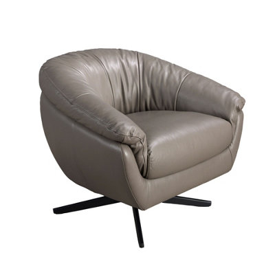 Angel Cerda Elegant Grey Leather Swivel Armchair With Modern Design from B&Q