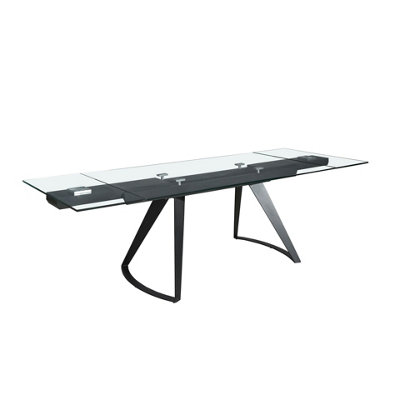Angel Cerda Unisex Black Rectangular Extendable Dining Table - Tempered Glass In Size 2 - Image 3