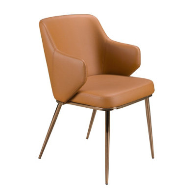 Angel Cerda Stylish Brown Leatherette Dining Chair With Chrome Legs from B&Q