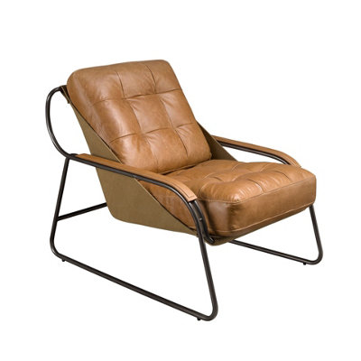 B&Q -  Elegant Brown Leather Armchair With Modern Design