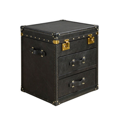 Rackhams Black Leather Trunk 7184 - Image 3
