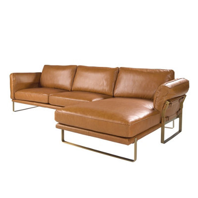 Angel Cerda Elegant Right Chaise Longue Sofa In Camel Leather from B&Q