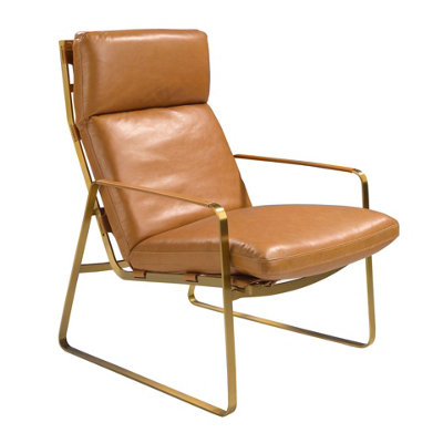 Angel Cerda Luxurious Camel Leather Armchair With Gold Accents from B&Q