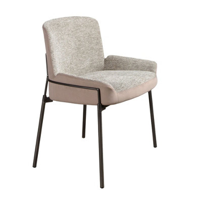 B&Q -  Stylish Grey Fabric And Brown Velvet Dining Chair