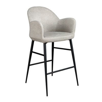 B&Q -  Stylish Light Grey Fabric Stool With Armrests