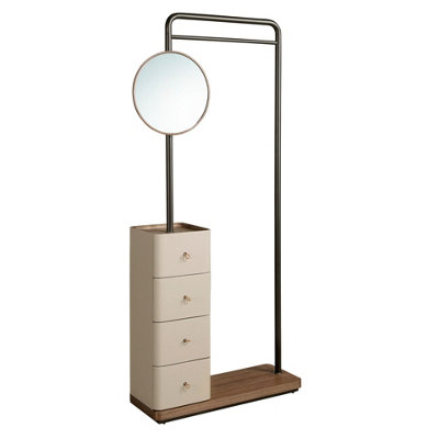 Angel Cerda Elegant Mink Leather And Walnut Coat Rack With Mirror from B&Q