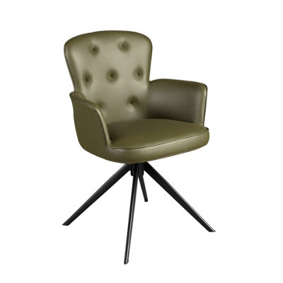Angel Cerda Stylish Dark Green Leatherette Swivel Chair For Modern Dining Rooms from B&Q