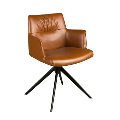 Angel Cerda Stylish Cognac Brown Leatherette Swivel Chair For Dining Rooms from B&Q