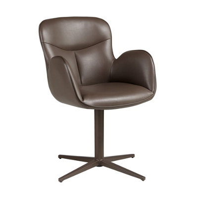 Angel Cerda Unisex Chocolate Swivel Dining Chair In Brown Leatherette - Image 3