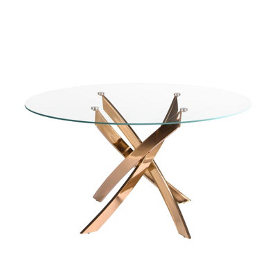 Angel Cerda Round Dining Table Tempered Glass And Pink Steel