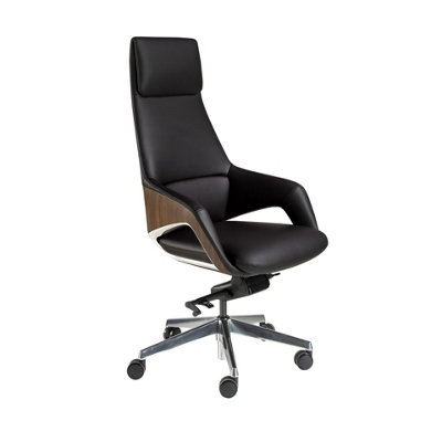 Angel Cerda Unisex Black Swivel Office Chair In Leatherette In - Image 3