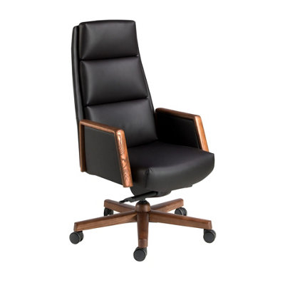 Rackhams Black Swivel Office Chair 4213/4214 - Walnut | - Image 3