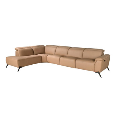 Angel Cerda Left Modular Chaise Longue Recliner Sofa In Brown Leather from B&Q