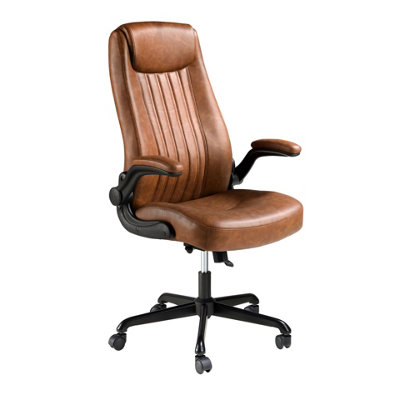 Rackhams Brown Leatherette Swivel Office Chair 4223 - Image 3