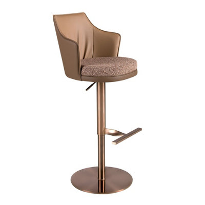 B&Q -  Swivel Stool In Mottled Brown Fabric And Brown Leatherette