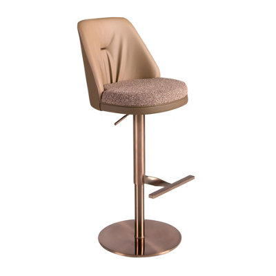 Angel Cerda Swivel Stool In Mottled Brown Fabric And Brown Leatherette from B&Q