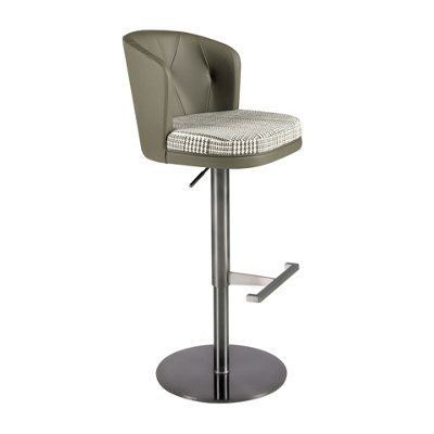 B&Q -  Swivel Stool In Dark Green And White Fabric And Olive Green Leatherette