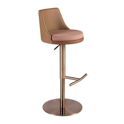 Angel Cerda Unisex Brown Fabric Swivel Bar Stool With Leatherette Backrest In Size 45 - Image 3