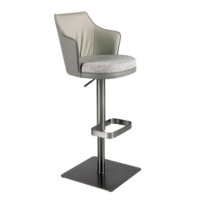 Angel Cerdá Grey/Dark Swivel Stool In Marbled Fabric And Leatherette 4231 - Image 3