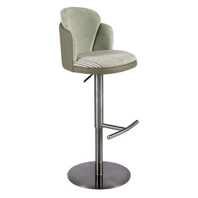 Angel Cerda Dark/Green/White Swivel Stool In And Fabric And Olive Leatherette Size 49 B&Q