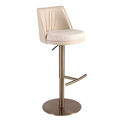 Angel Cerda Swivel Stool In Cream Marbled Fabric And Cream Leatherette from B&Q