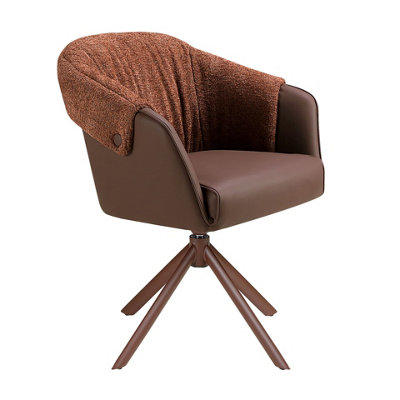 B&Q -  Swivel Chair In Copper Brown Leatherette And Mottled Brown Fabric