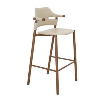 Rackhams Stool In Sand-Coloured Regenerated Leather 4253 - Image 3