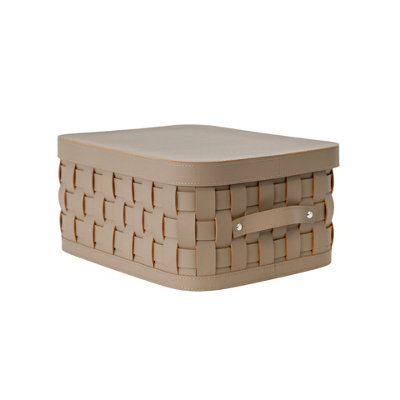 Angel Cerdá Dark Rectangular Decorative Storage Basket In Mink Regenerated Leather With Lid 3306 - Image 4