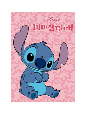 B&Q Disney Lilo & Stitch Polar Machine Washable Polyester Soft Blanket 100X140cm Pink