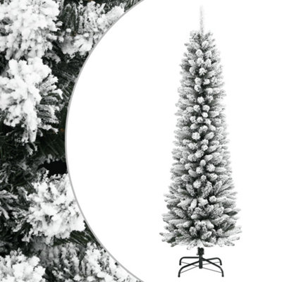 Berkfield Artificial Slim Christmas Tree With Flocked Snow 150 Cm Pvc&pe