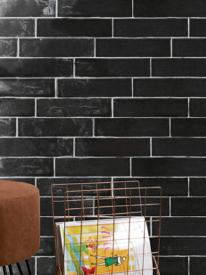 Ceramica Artesano Black 75mm X 300mm Ceramic Wall Tiles (Pack Of 22 W/ Coverage Of 0.5M2)