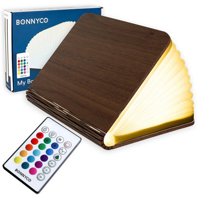 - Bonnyco Led Book Light Wooden Folding Lamp With Remote Control16 Colours And Timer. Table Night For HomeOfficeRoom Decor