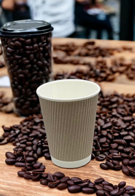  - 500 Cups X 8 Oz / 240 Ml Kraft Brown Triple Walled Disposable Coffee Paper Ripple